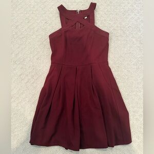 Deep Red High Neck Cross Dress